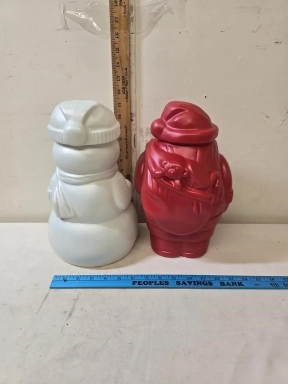 PackerWare Christmas Santa and Snowman Plastic Candy Jars Set